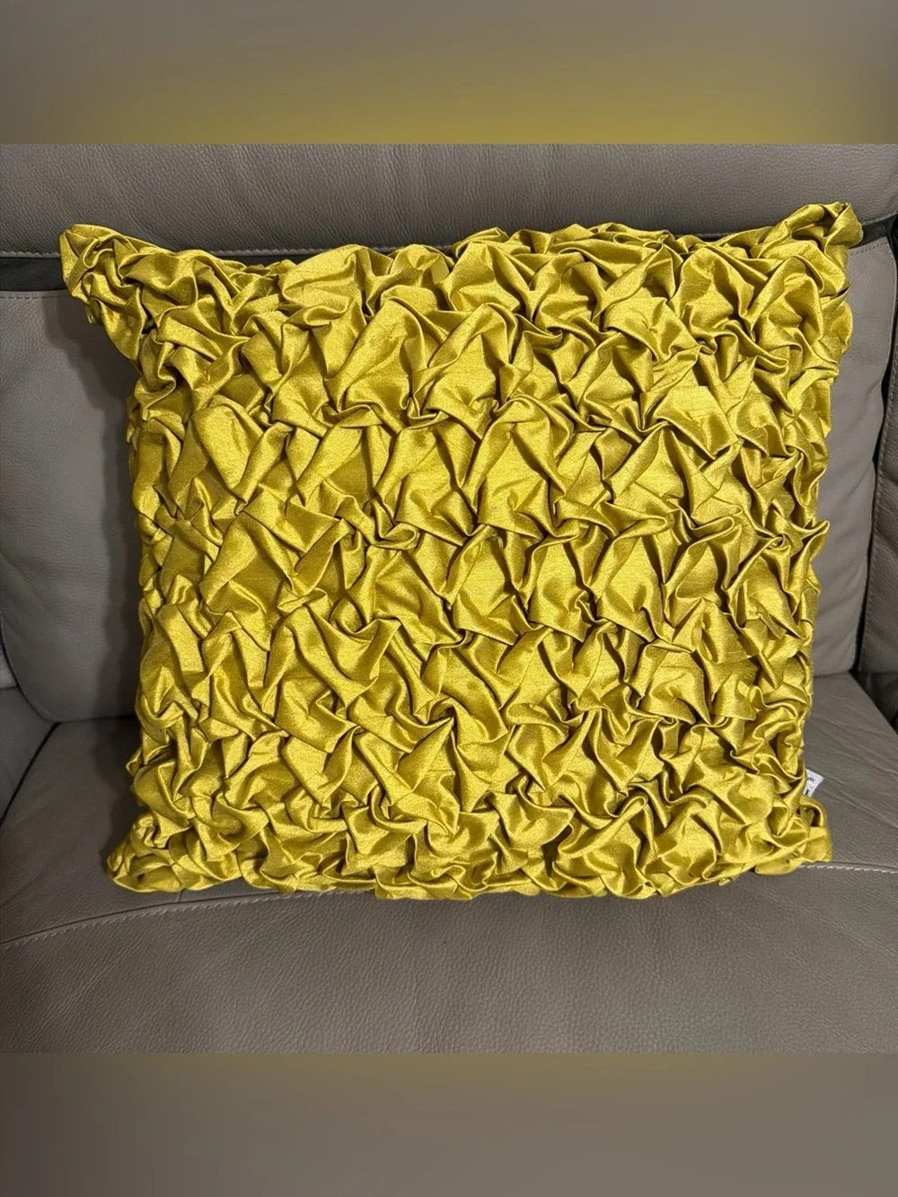 Decorative Ruffled Accent Pillow in Mustard Yellow
